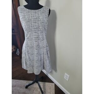 Tahari Womens Black White Textured Crosshatch Sleeveless Sheath‎ Dress Size 10
